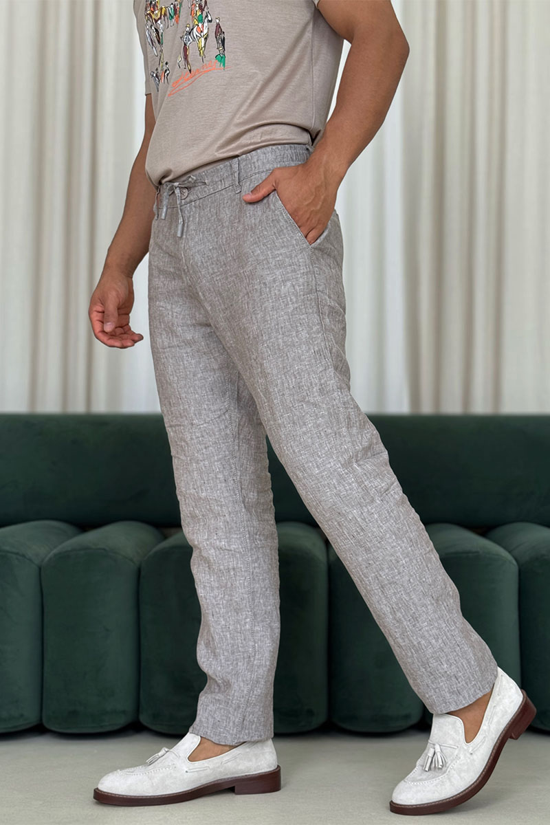 Loro Piana Льняные штаны серого цвета 