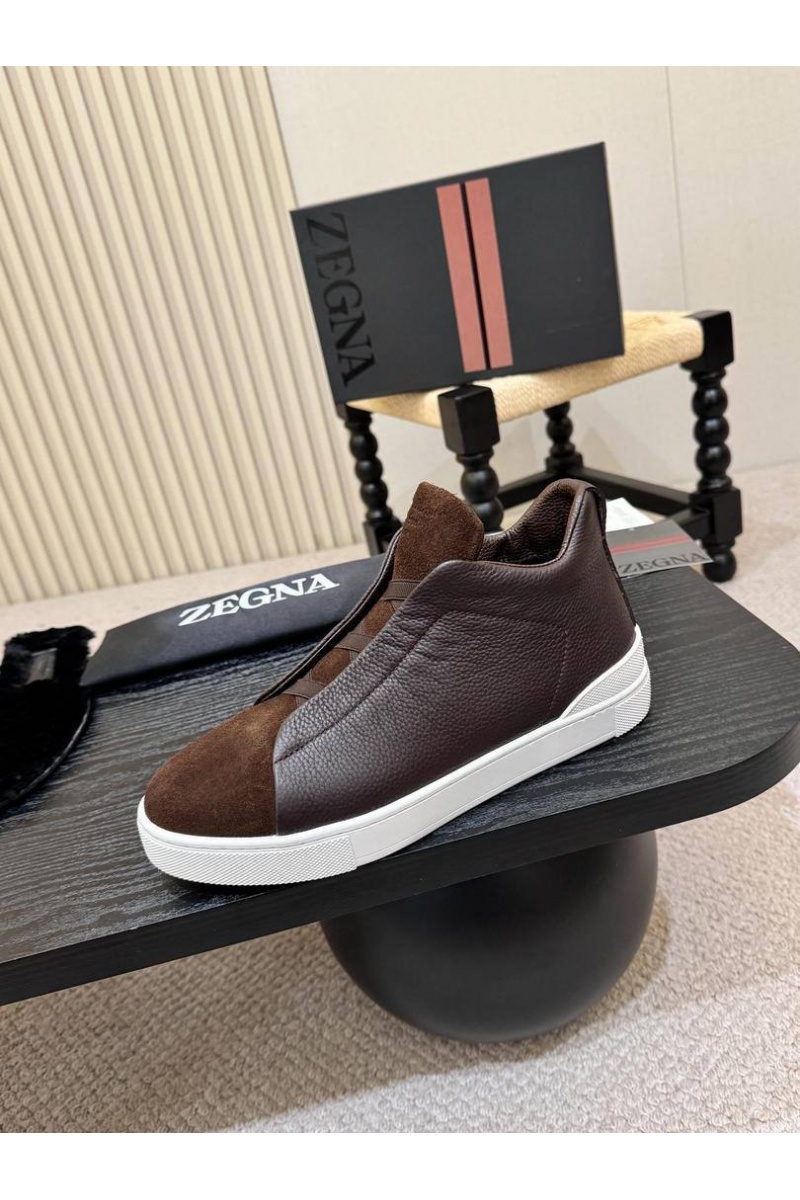 Zegna Кроссовки с мехом Triple Stitch high-top