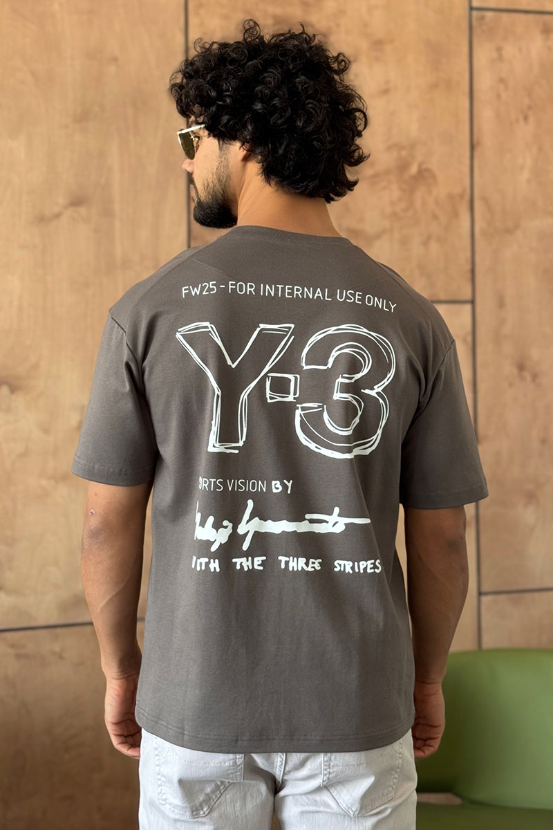 Y-3 Yohji Yamamoto Мужская серая футболка 