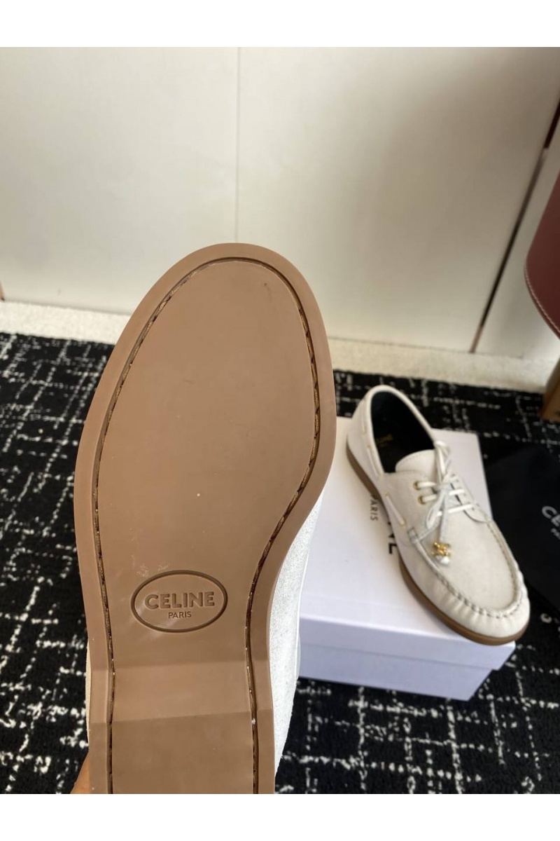 Celine Женские замшевые лоферы premium - White