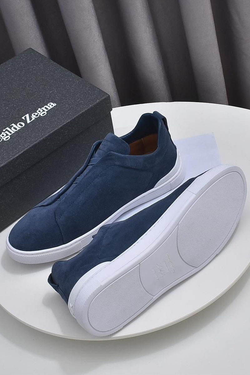 Zegna Замшевые кроссовки Triple Stitch low-top - Blue