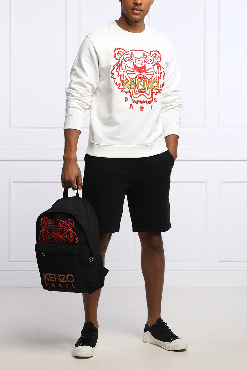 Kenzo Белый мужской свитшот Tiger Head embroidered 