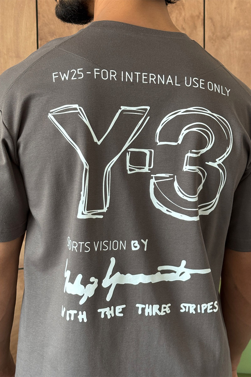 Y-3 Yohji Yamamoto Мужская серая футболка 