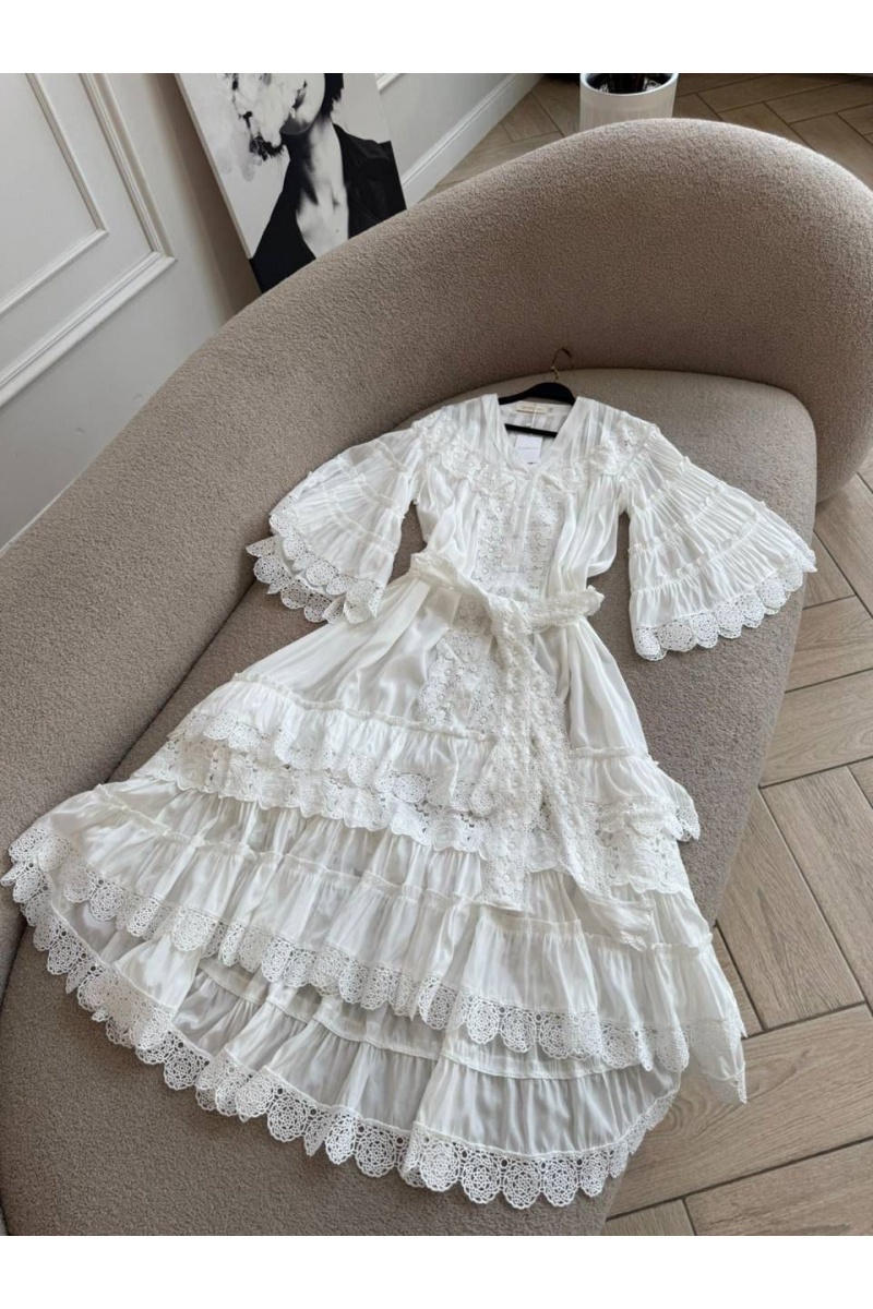 Zimmermann Женское кружевное платье белого цвета Zimmermann