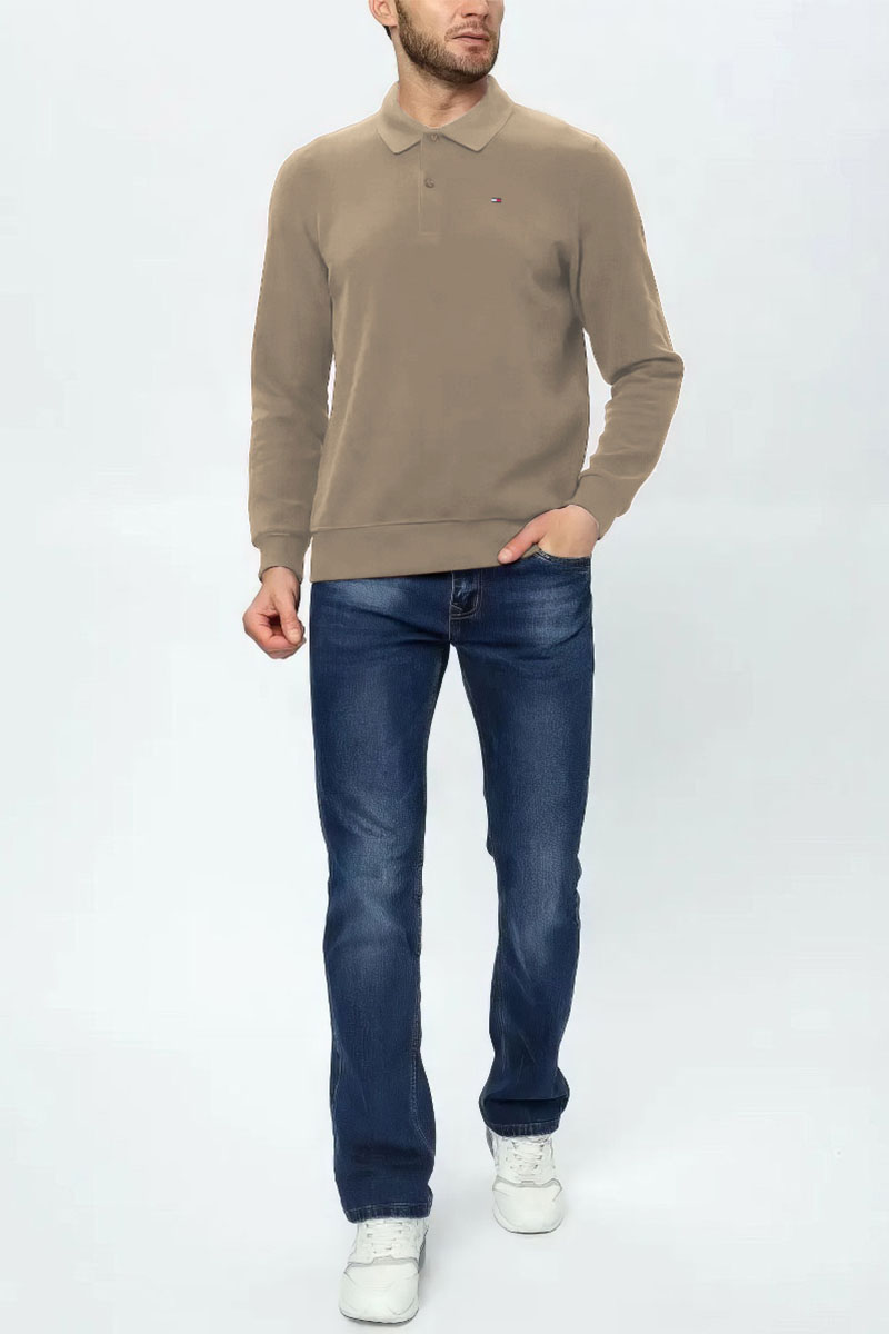 Tommy Hilfiger Бежевое поло с длинным рукавом