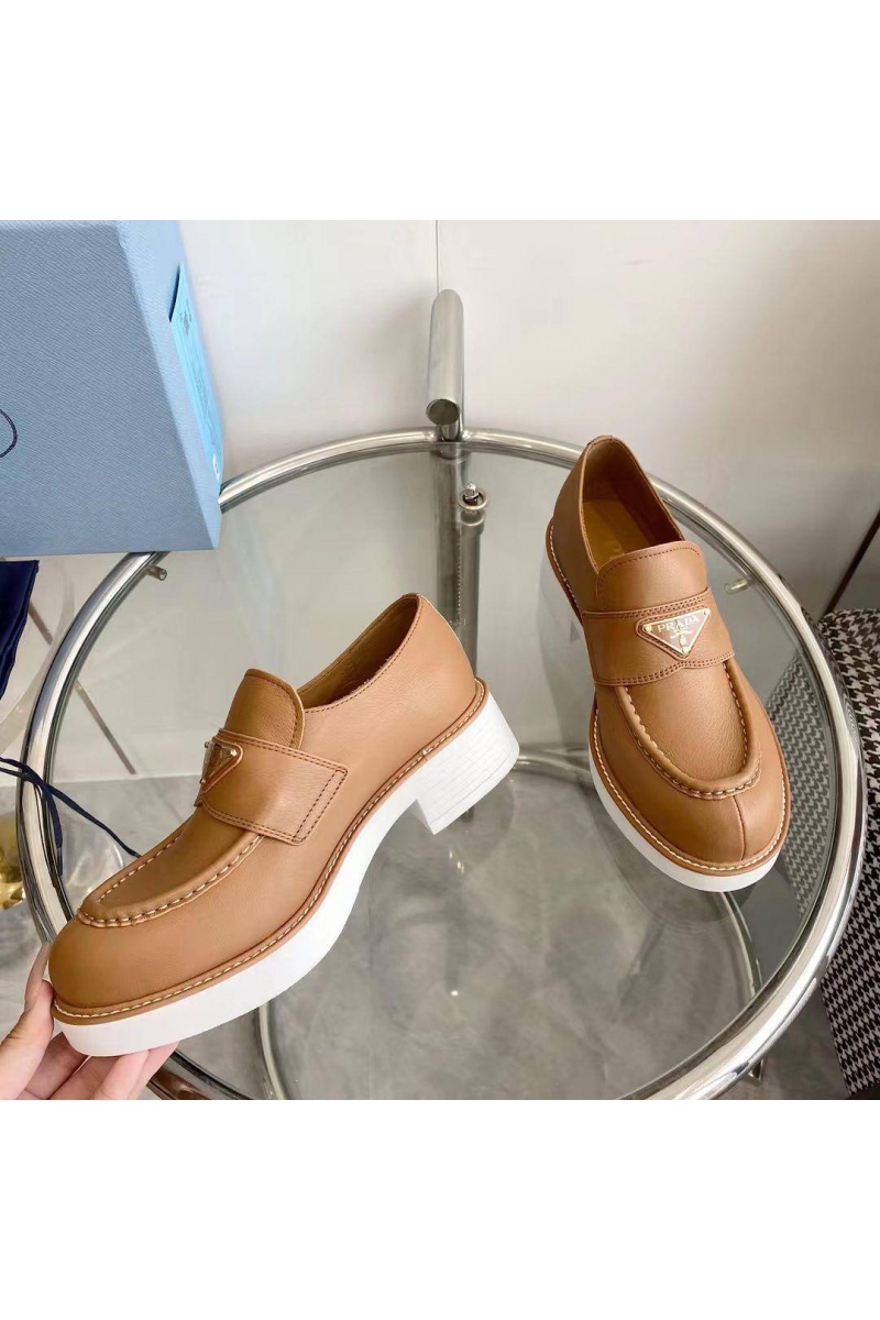 Prada Женские кожаные лоферы Premium - Brown