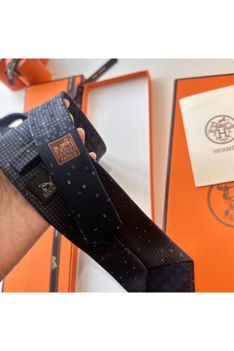 Hermes Галстук geometric logo-print premium - Navy