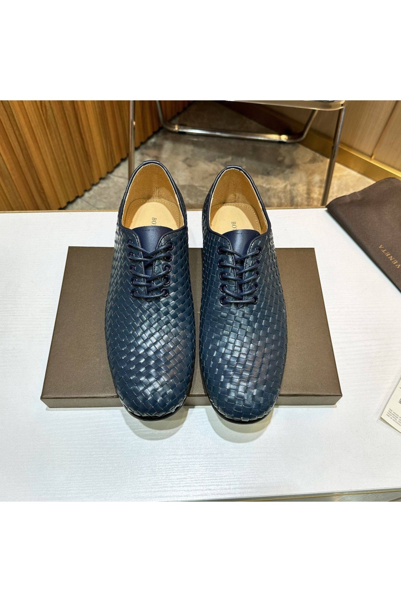 Bottega Veneta Мужские кожаные ботинки Intrecciato - Navy