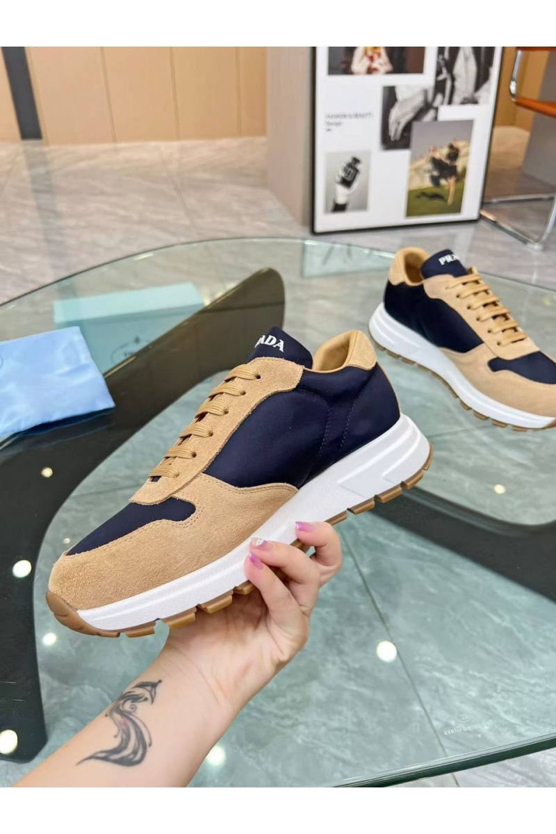 Prada Женские комбинированные кроссовки - Beige / Blue