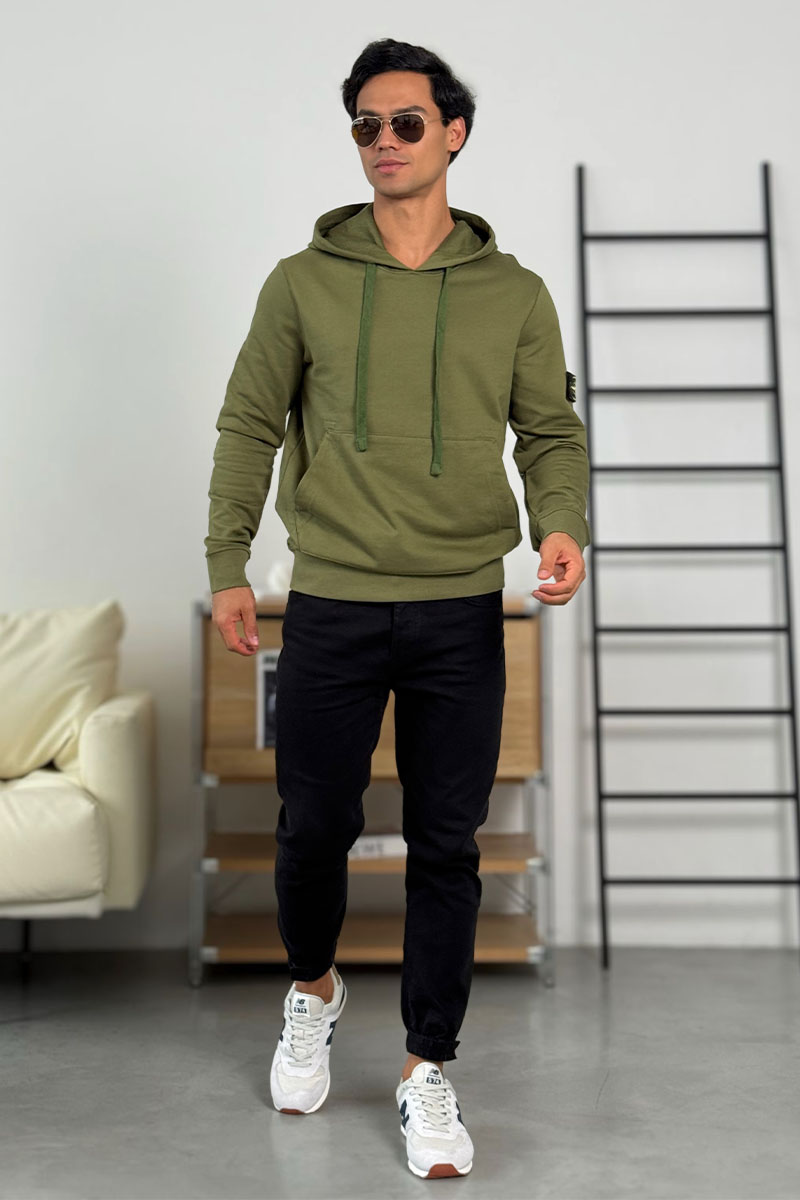 Stone Island Мужское худи зелёного цвета Compass-patch