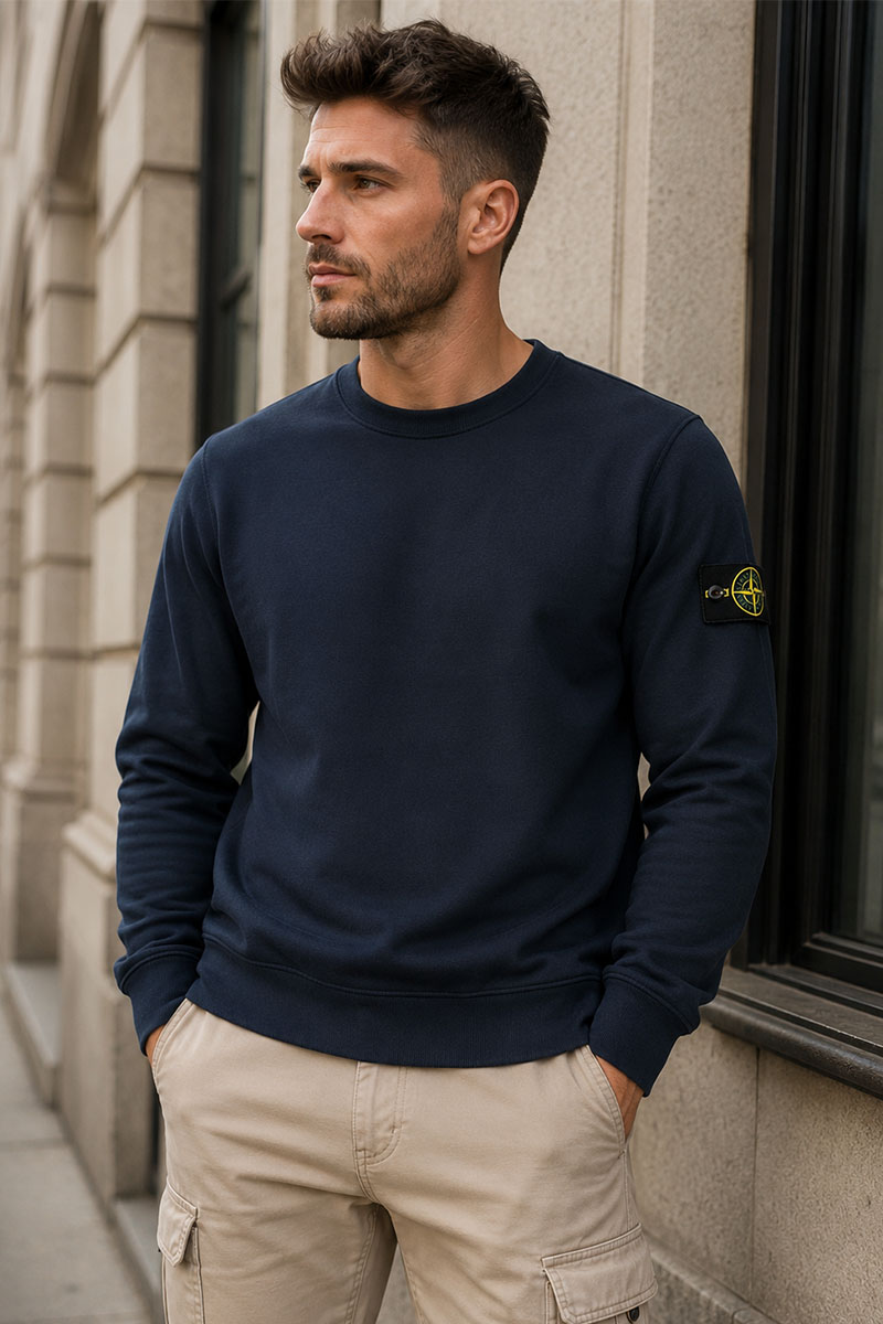 Stone Island Мужской синий свитшот с патчем на плече