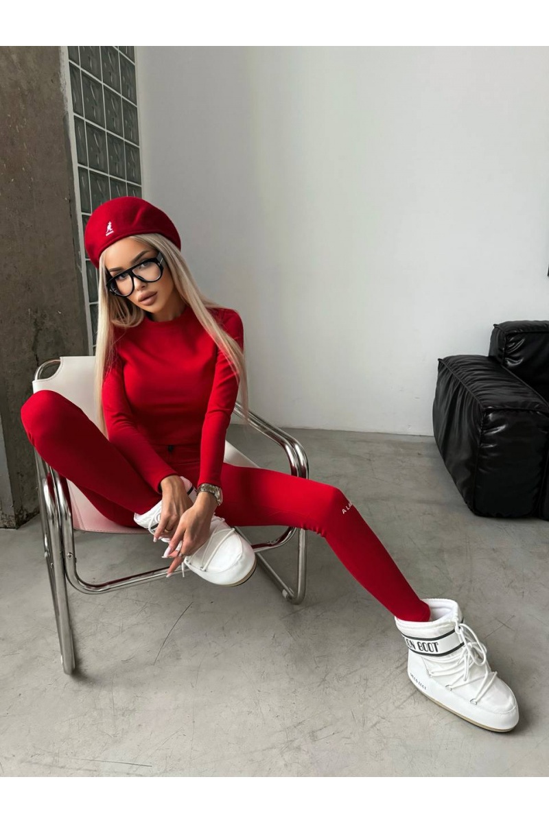 Designer Clothing Женские леггинсы на флисе красного цвета Alaia
