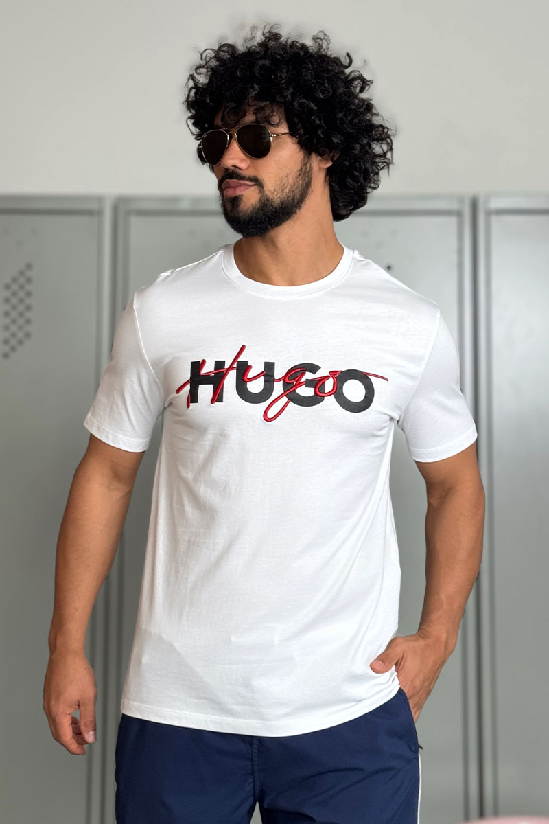Hugо Воss Футболка белого цвета Dakaishi double logo