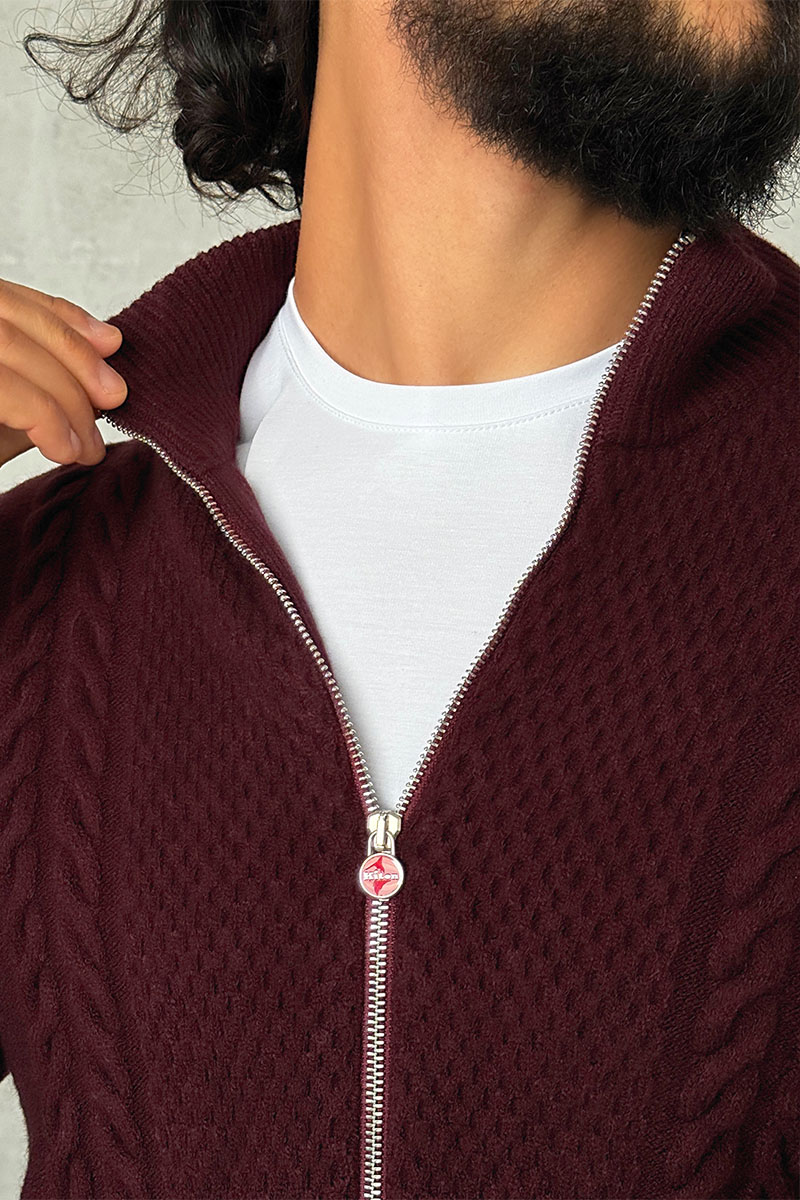 Kiton Мужской свитер бордового цвета 