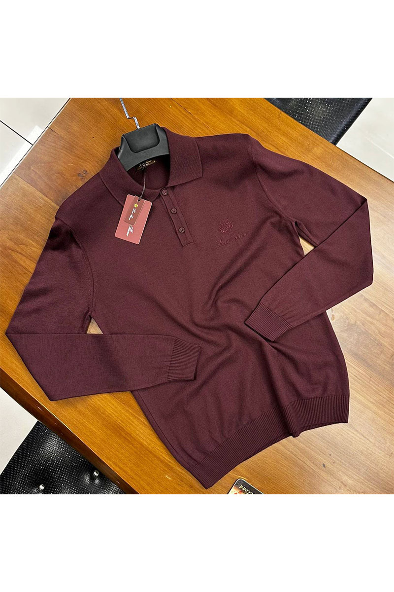 Loro Piana Поло с длинным рукавом бордового цвета