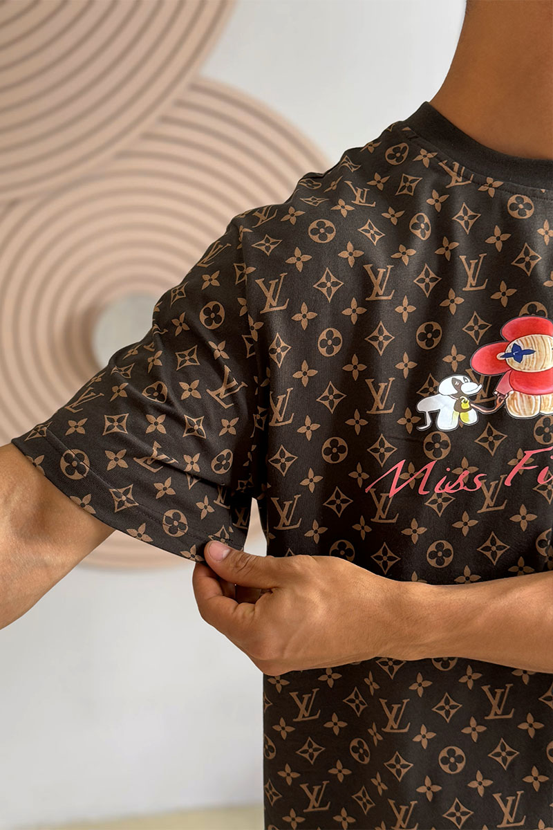 Lоuis Vuittоn Коричневая оверсайз футболка Monogram All-over