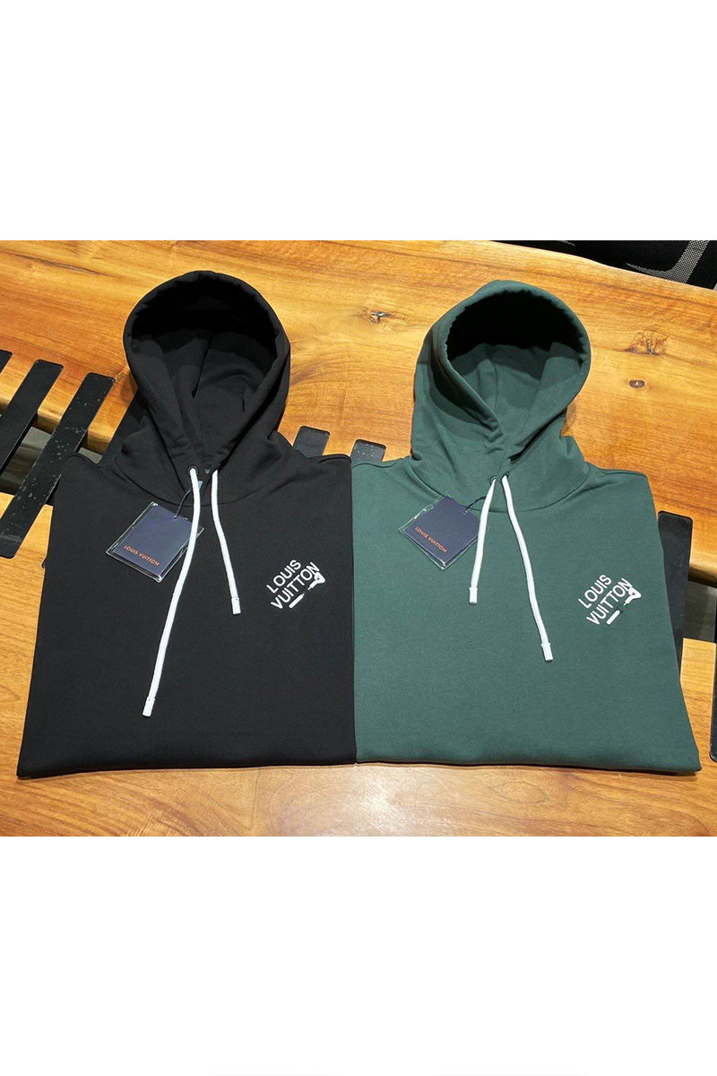 Lоuis Vuittоn Чёрное мужское худи embroidered signature