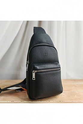 Кожаная сумка sling - Black 31x17 см