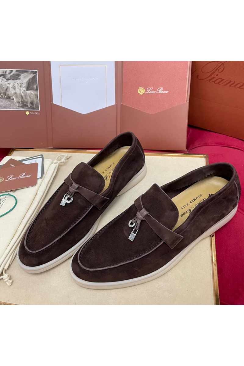 Loro Piana Женские замшевые лоферы Summer Charms Walk premium