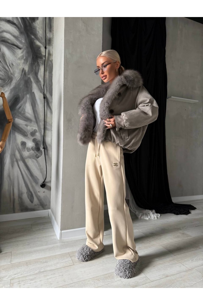 Loro Piana Женский бомбер с натуральным мехом premium