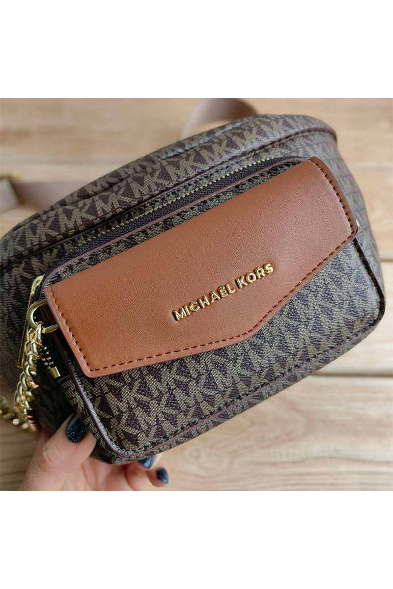 Michael Kors Кожаная поясная сумка Perry 27x14 см - Brown