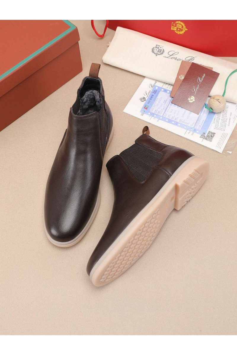 Loro Piana Кожаные ботинки с мехом 