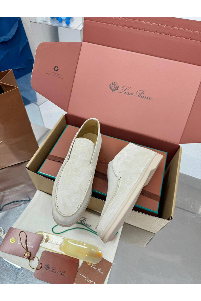 Loro Piana Женские замшевые лоферы premium - Beige