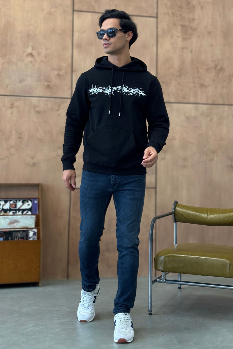 Givenchy Мужское чёрное худи Barbed Wire Flocked