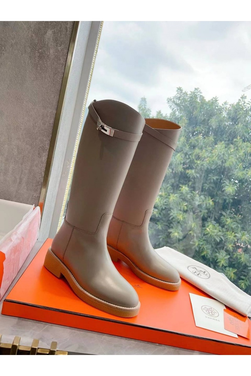 Hermes Женские кожаные сапоги Premium - Grey