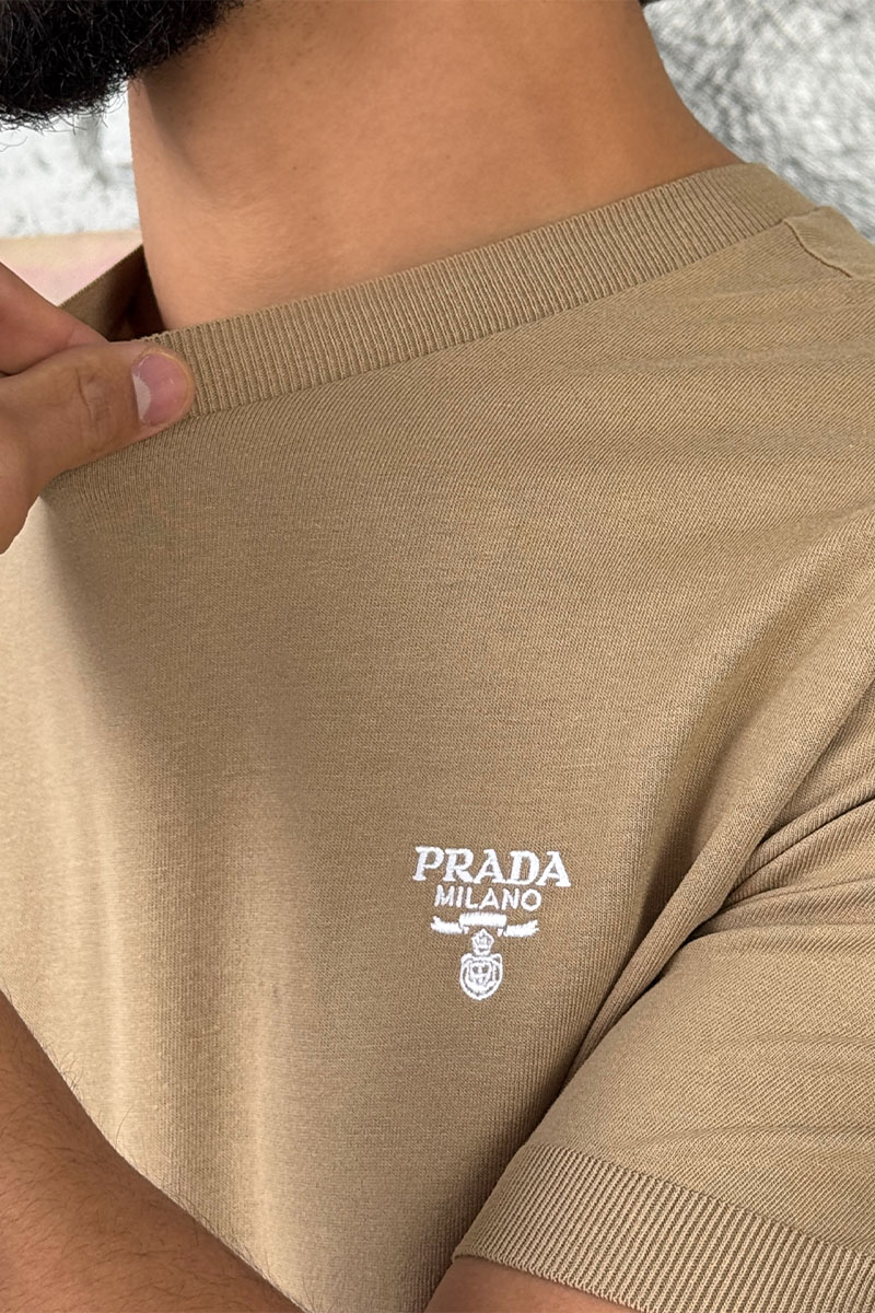 Prada Мужская коричневая футболка 