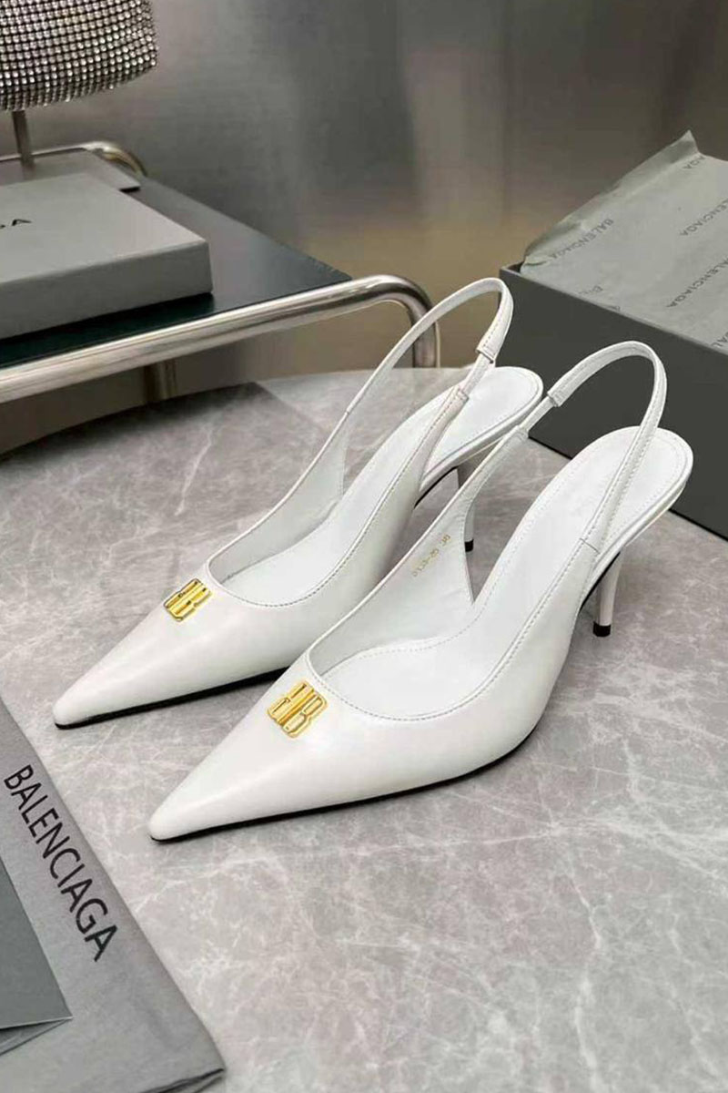 Balenciaga Женские кожаные туфли на каблуке premium