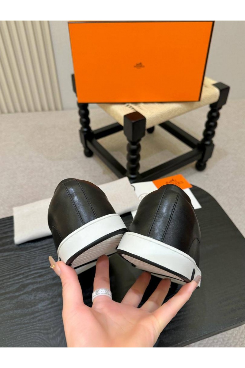 Hermes Мужские кожаные кроссовки Kid - Black