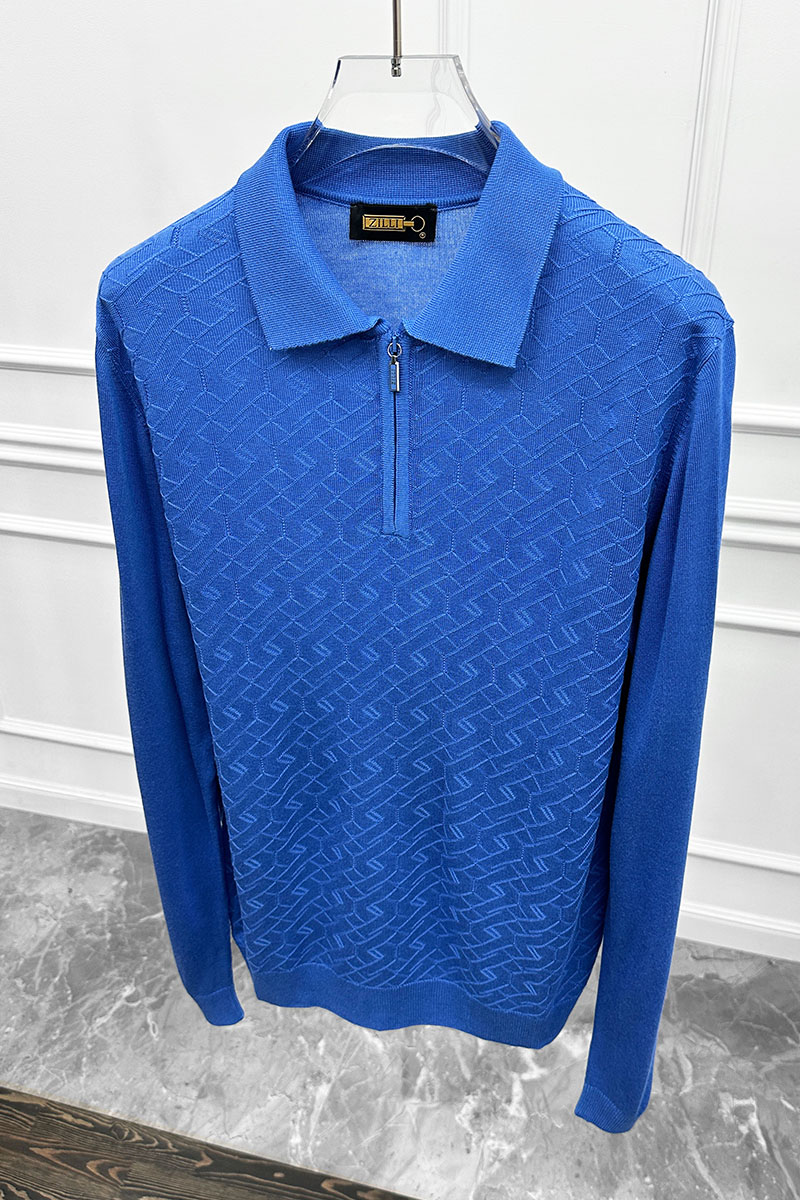 Zilli Поло с длинным рукавом zip-up - Blue