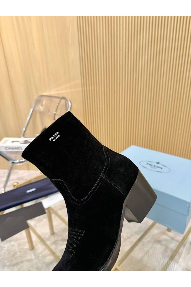 Prada Женские замшевые сапоги premium - Black