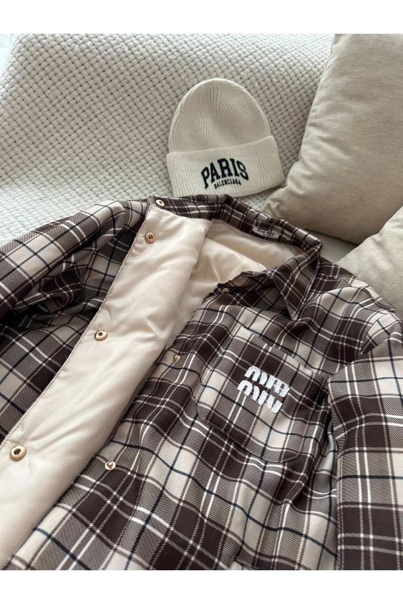 MIU MIU Женская утеплённая куртка в клетку Premium