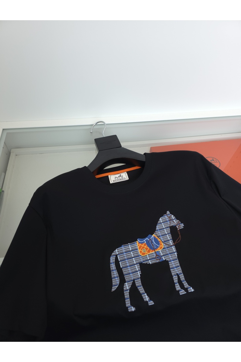 Hermes Мужская чёрная футболка premium