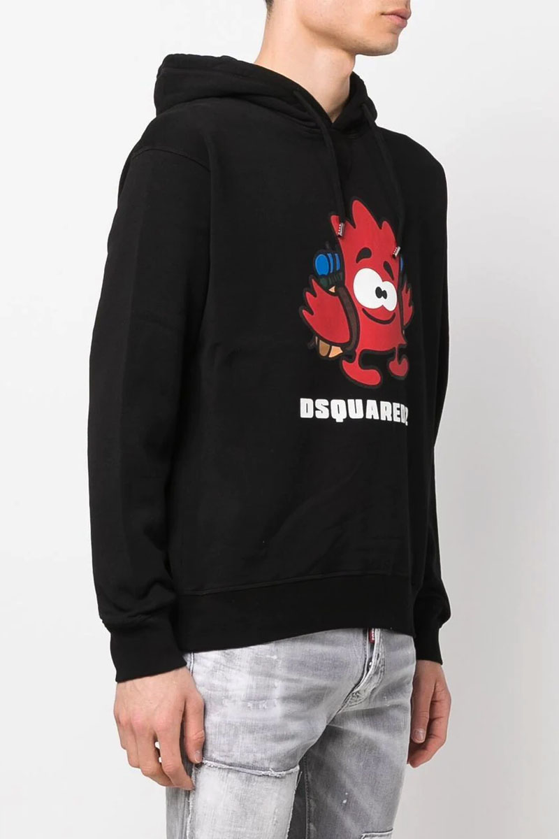 Dsquared2 Мужское чёрное худи logo-print