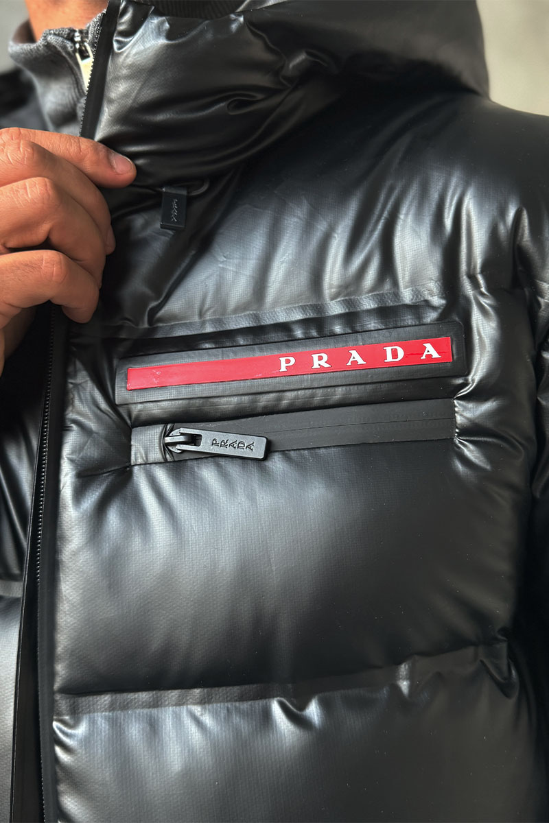 Prada Мужская чёрная парка Linea Rossa