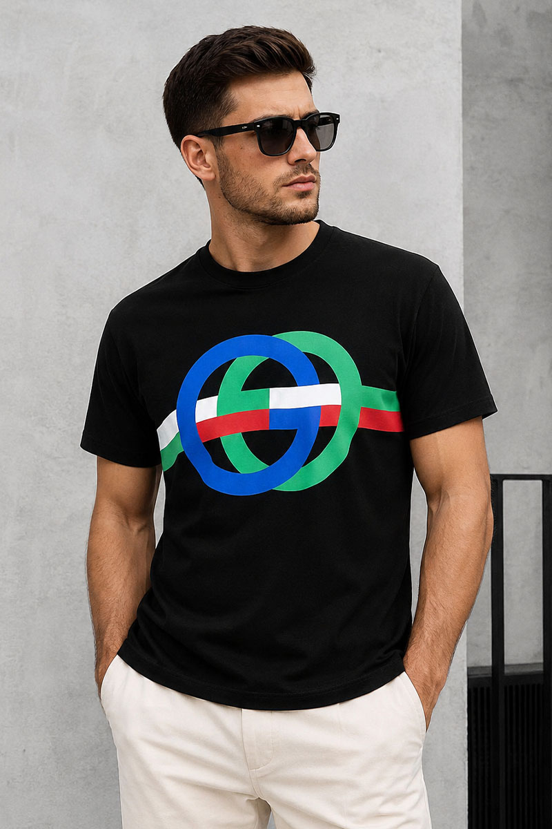 Gucci Мужская футболка чёрного цвета GG print