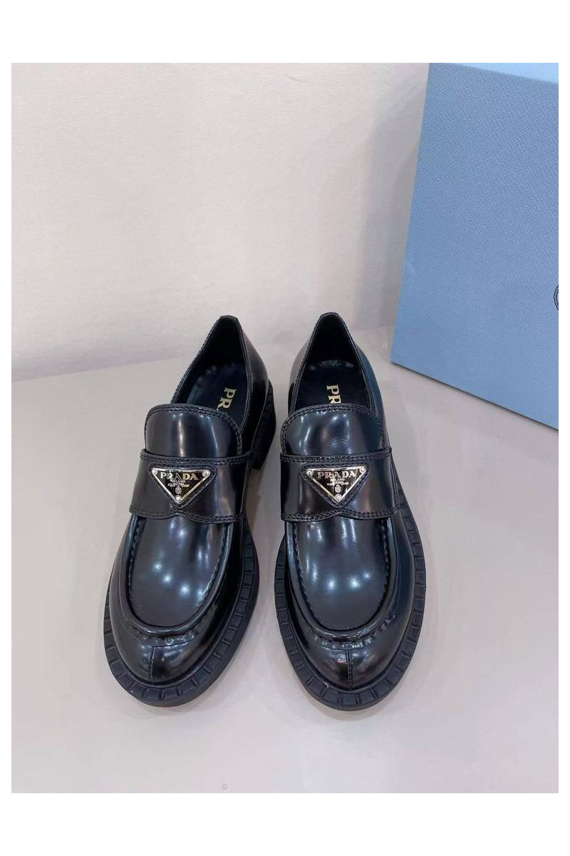 Prada Женские кожаные лоферы Premium - Black