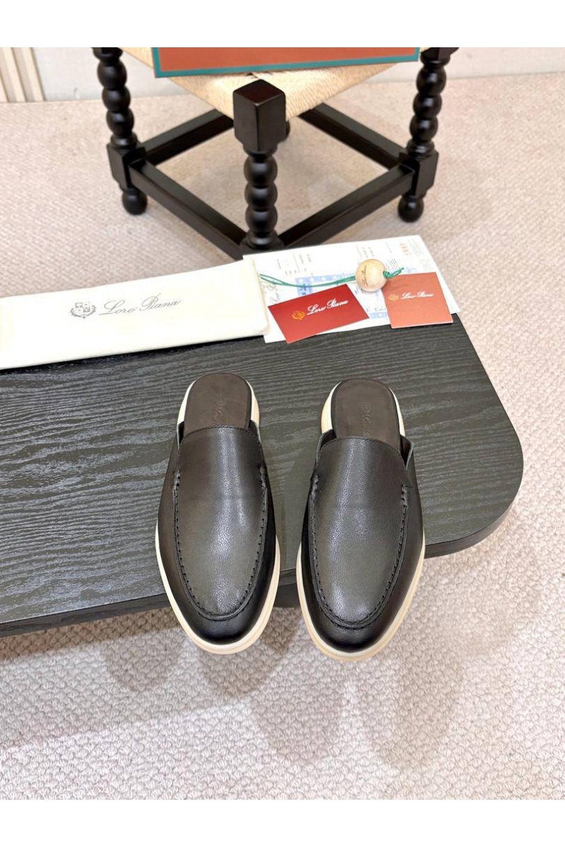 Loro Piana Мужские кожаные шлёпанцы Loro Piana
