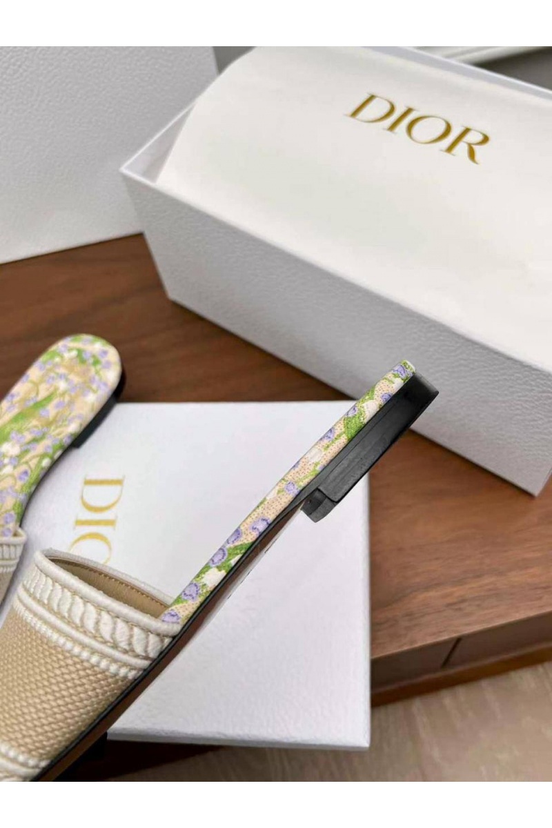 Dior Женские шлепанцы Dway Slide Embroidered Cotton premium