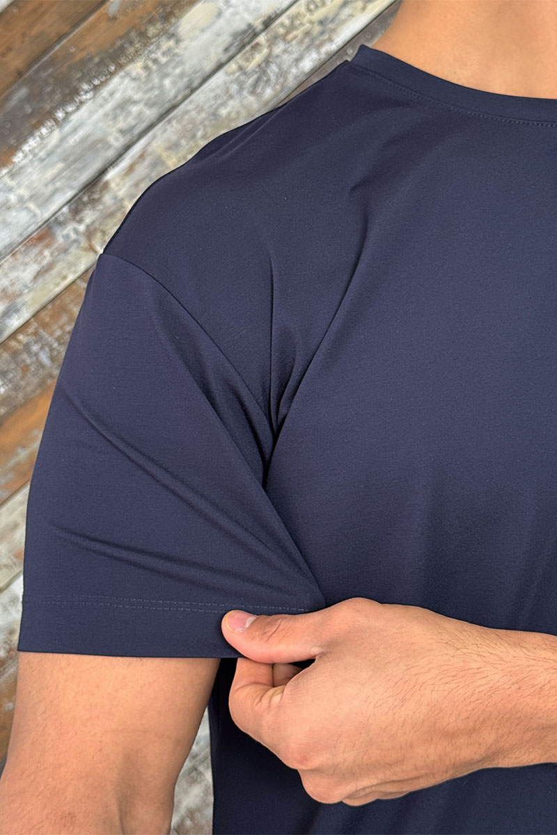 Zegna Мужская тёмно-синяя футболка logo-embroidered