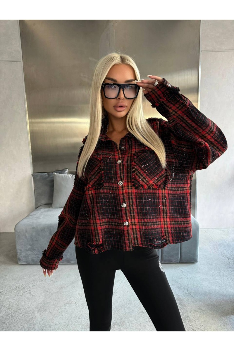 Chrome Hearts Женская рубашка в клетку Premium - Red / Black