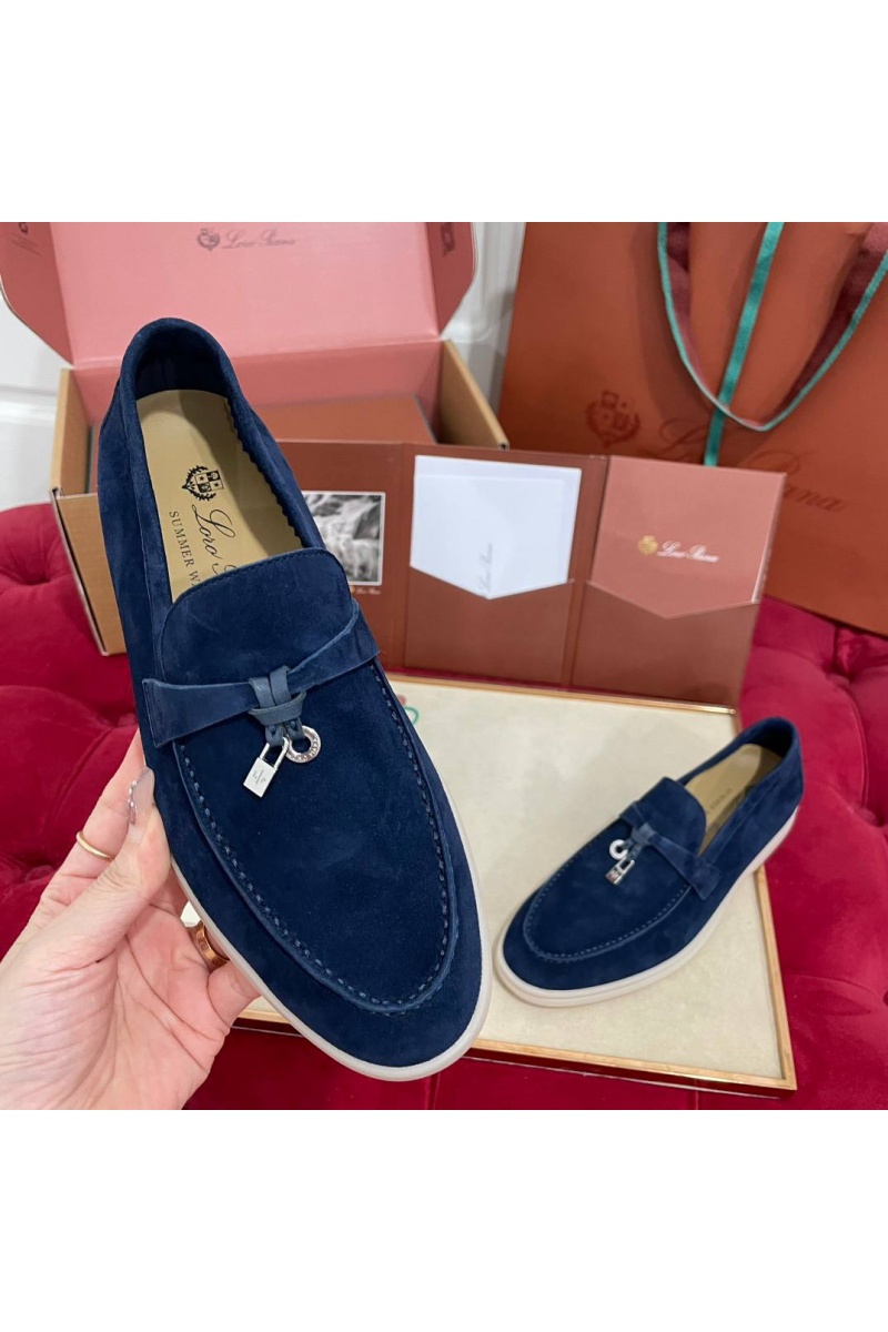 Loro Piana Женские замшевые лоферы Summer Charms Walk premium
