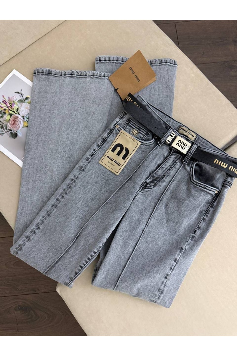 MIU MIU Синие женские джинсы клёш premium