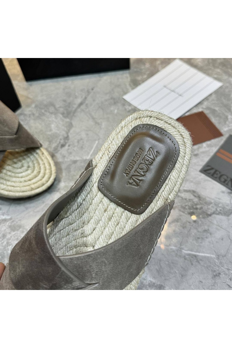 Zegna Мужские шлёпанцы suede - Light Brown
