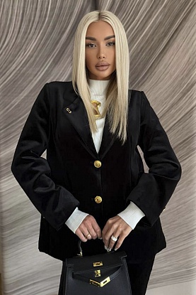 Женский велюровый пиджак Premium - Black