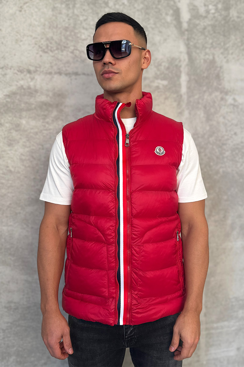 Moncler Мужской красный жилет logo-patch