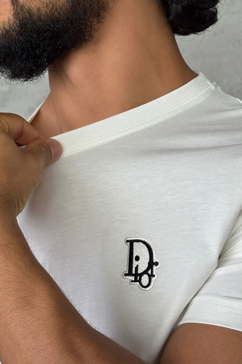 Dior Белая мужская футболка embroidered logo